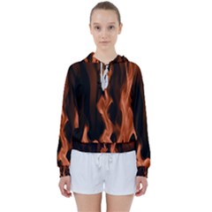 Smoke Flame Abstract Orange Red Women s Tie Up Sweat