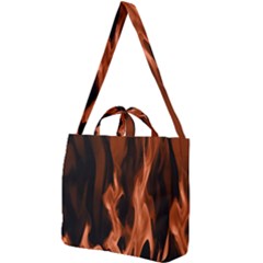 Smoke Flame Abstract Orange Red Square Shoulder Tote Bag