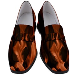 Smoke Flame Abstract Orange Red Women s Chunky Heel Loafers