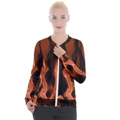 Smoke Flame Abstract Orange Red Casual Zip Up Jacket
