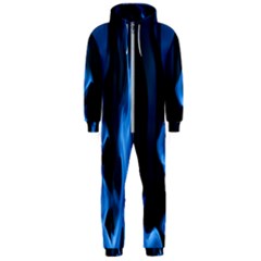 Smoke Flame Abstract Blue Hooded Jumpsuit (men)  by HermanTelo