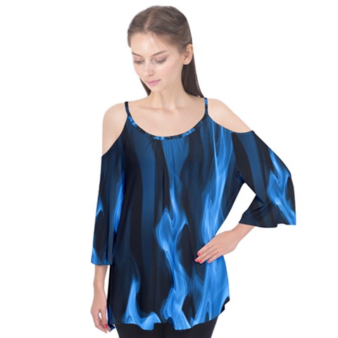 Smoke Flame Abstract Blue Flutter Tees by HermanTelo
