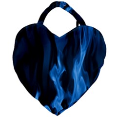 Smoke Flame Abstract Blue Giant Heart Shaped Tote by HermanTelo
