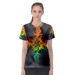 Smoke Rainbow Abstract Fractal Women s Sport Mesh Tee