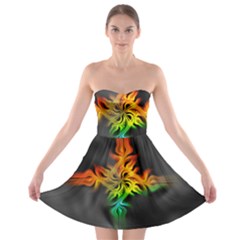 Smoke Rainbow Abstract Fractal Strapless Bra Top Dress