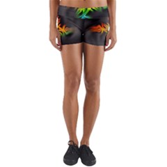 Smoke Rainbow Abstract Fractal Yoga Shorts by HermanTelo