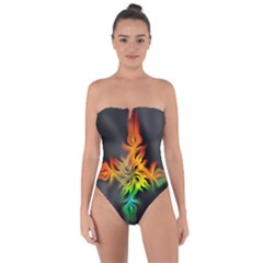 Smoke Rainbow Abstract Fractal Tie Back One Piece Swimsuit