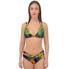 Smoke Rainbow Abstract Fractal Double Strap Halter Bikini Set by HermanTelo