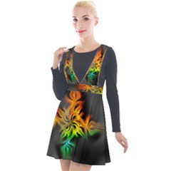 Smoke Rainbow Abstract Fractal Plunge Pinafore Velour Dress