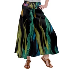 Smoke Rainbow Colors Colorful Fire Satin Palazzo Pants