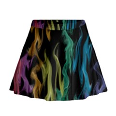 Smoke Rainbow Colors Colorful Fire Mini Flare Skirt by HermanTelo