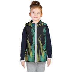 Smoke Rainbow Colors Colorful Fire Kids  Hooded Puffer Vest by HermanTelo