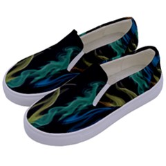Smoke Rainbow Colors Colorful Fire Kids  Canvas Slip Ons by HermanTelo