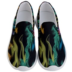 Smoke Rainbow Colors Colorful Fire Men s Lightweight Slip Ons