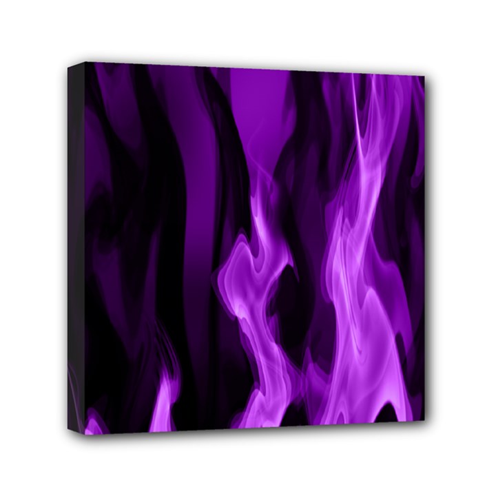Smoke Flame Abstract Purple Mini Canvas 6  x 6  (Stretched)