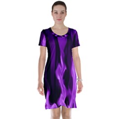 Smoke Flame Abstract Purple Short Sleeve Nightdress
