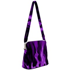 Smoke Flame Abstract Purple Zipper Messenger Bag by HermanTelo