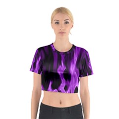 Smoke Flame Abstract Purple Cotton Crop Top