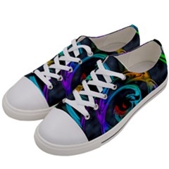 Rainbow Fractal Clouds Stars Women s Low Top Canvas Sneakers