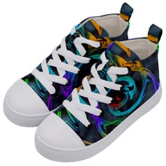 Rainbow Fractal Clouds Stars Kids  Mid-top Canvas Sneakers