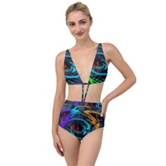 Rainbow Fractal Clouds Stars Tied Up Two Piece Swimsuit by HermanTelo