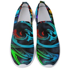 Rainbow Fractal Clouds Stars Men s Slip On Sneakers by HermanTelo