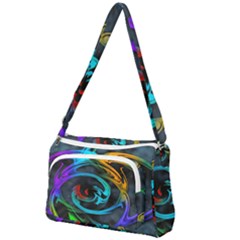 Rainbow Fractal Clouds Stars Front Pocket Crossbody Bag by HermanTelo