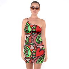 Seamless Heart Love Valentine One Soulder Bodycon Dress