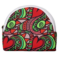 Seamless Heart Love Valentine Horseshoe Style Canvas Pouch