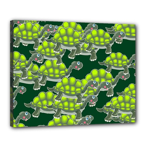 Seamless Turtle Green Canvas 20  X 16  (stretched) by HermanTelo