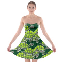 Seamless Turtle Green Strapless Bra Top Dress