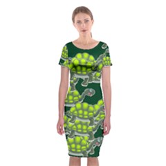Seamless Turtle Green Classic Short Sleeve Midi Dress