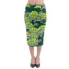 Seamless Turtle Green Midi Pencil Skirt