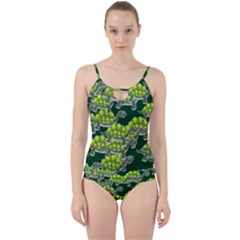Seamless Turtle Green Cut Out Top Tankini Set by HermanTelo
