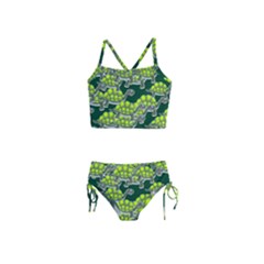 Seamless Turtle Green Girls  Tankini Swimsuit