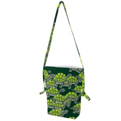 Seamless Turtle Green Folding Shoulder Bag by HermanTelo