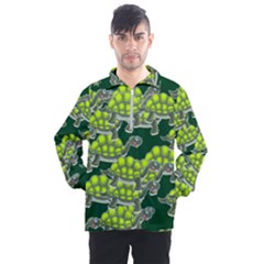 Seamless Turtle Green Men s Half Zip Pullover by HermanTelo