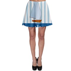 Yacht Boat Nautical Ship Skater Skirt