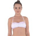 Square Pink Pattern Decoration Halter Bandeau Bikini Top View1