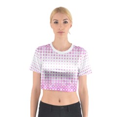 Square Pink Pattern Decoration Cotton Crop Top