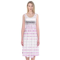 Square Pink Pattern Decoration Midi Sleeveless Dress by HermanTelo