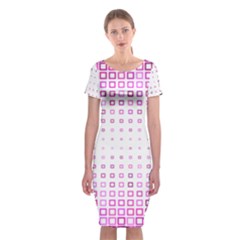 Square Pink Pattern Decoration Classic Short Sleeve Midi Dress by HermanTelo