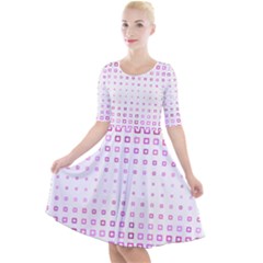 Square Pink Pattern Decoration Quarter Sleeve A-line Dress by HermanTelo