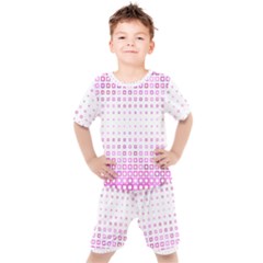 Square Pink Pattern Decoration Kids  Tee And Shorts Set by HermanTelo