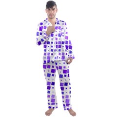 Square Purple Angular Sizes Men s Satin Pajamas Long Pants Set by HermanTelo