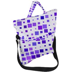 Square Purple Angular Sizes Fold Over Handle Tote Bag