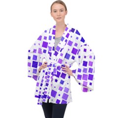 Square Purple Angular Sizes Velvet Kimono Robe