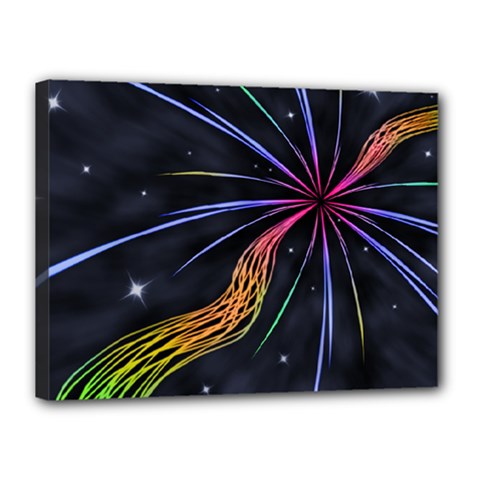 Stars Space Firework Burst Light Canvas 16  X 12  (stretched) by HermanTelo