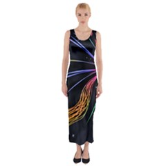 Stars Space Firework Burst Light Fitted Maxi Dress