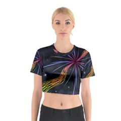 Stars Space Firework Burst Light Cotton Crop Top